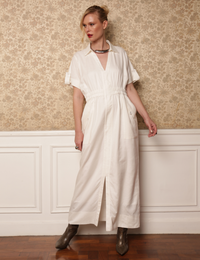 Vestido em Linho Manga Curta Marília - Off White