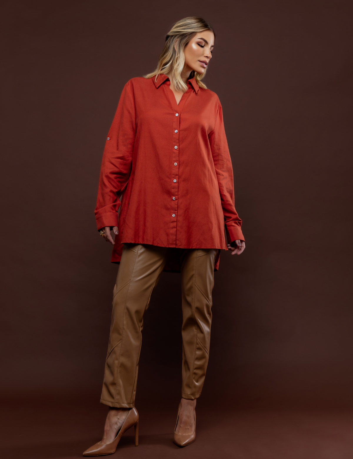 Camisa em Linho Gretha - Vermelho