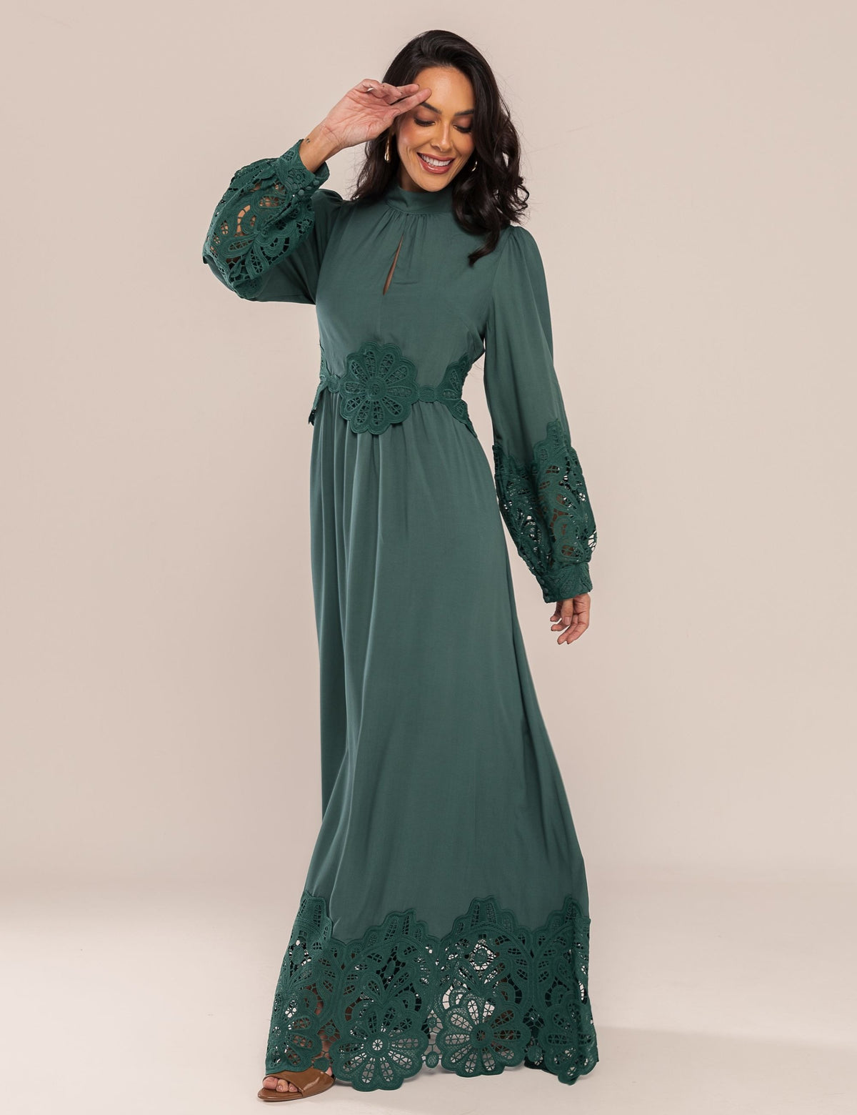 Vestido Lira com Renda - Verde