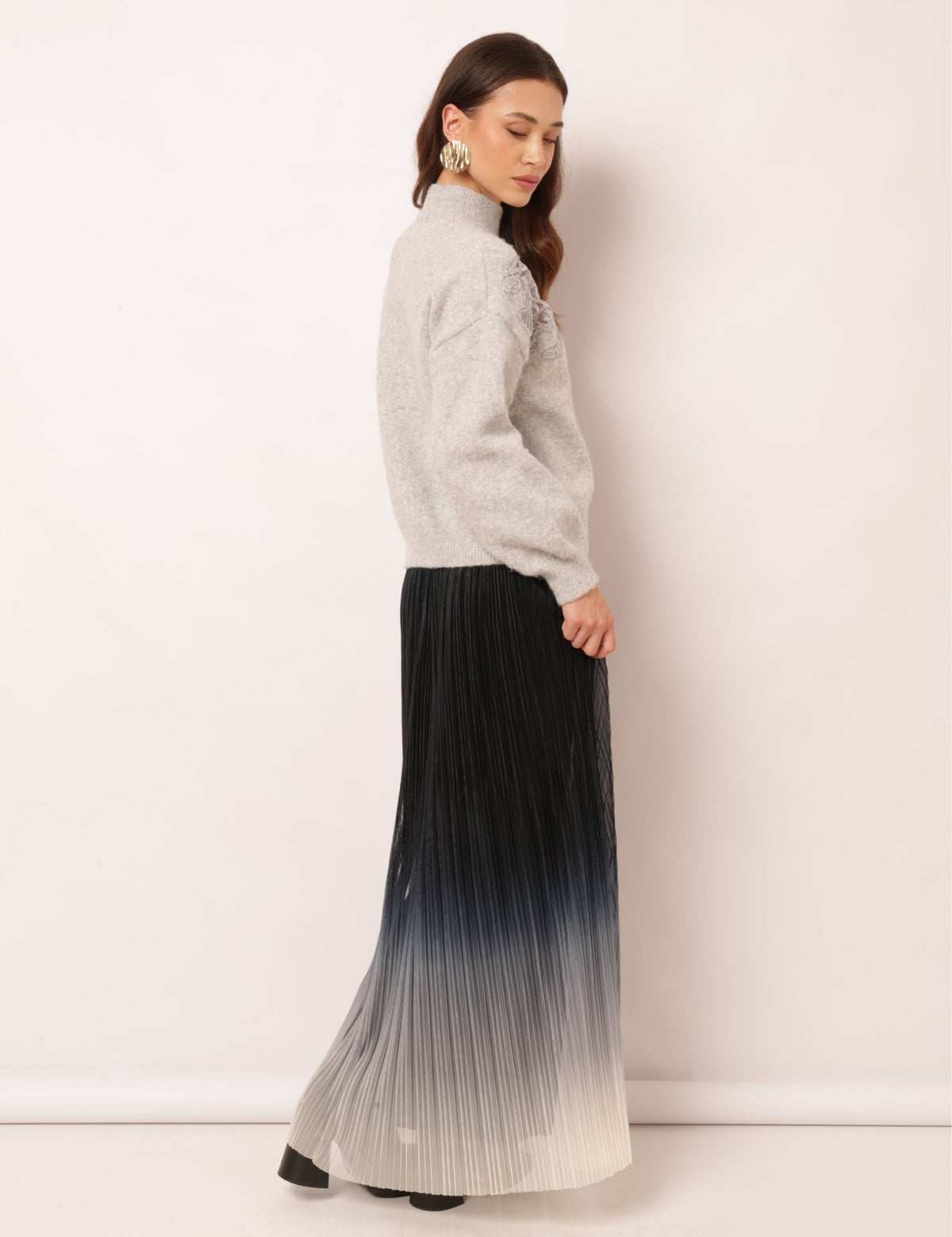 Saia Plissada Mayara - Azul Marinho