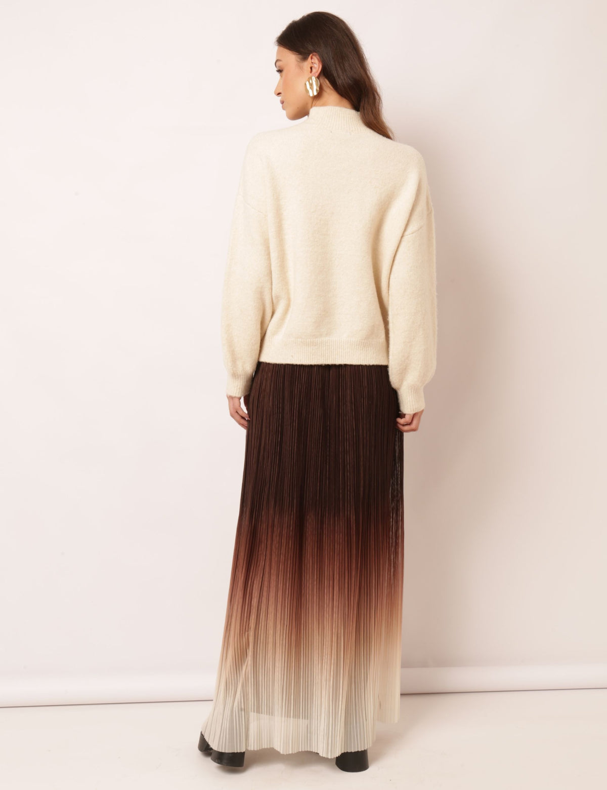 Saia Plissada Mayara - Marrom