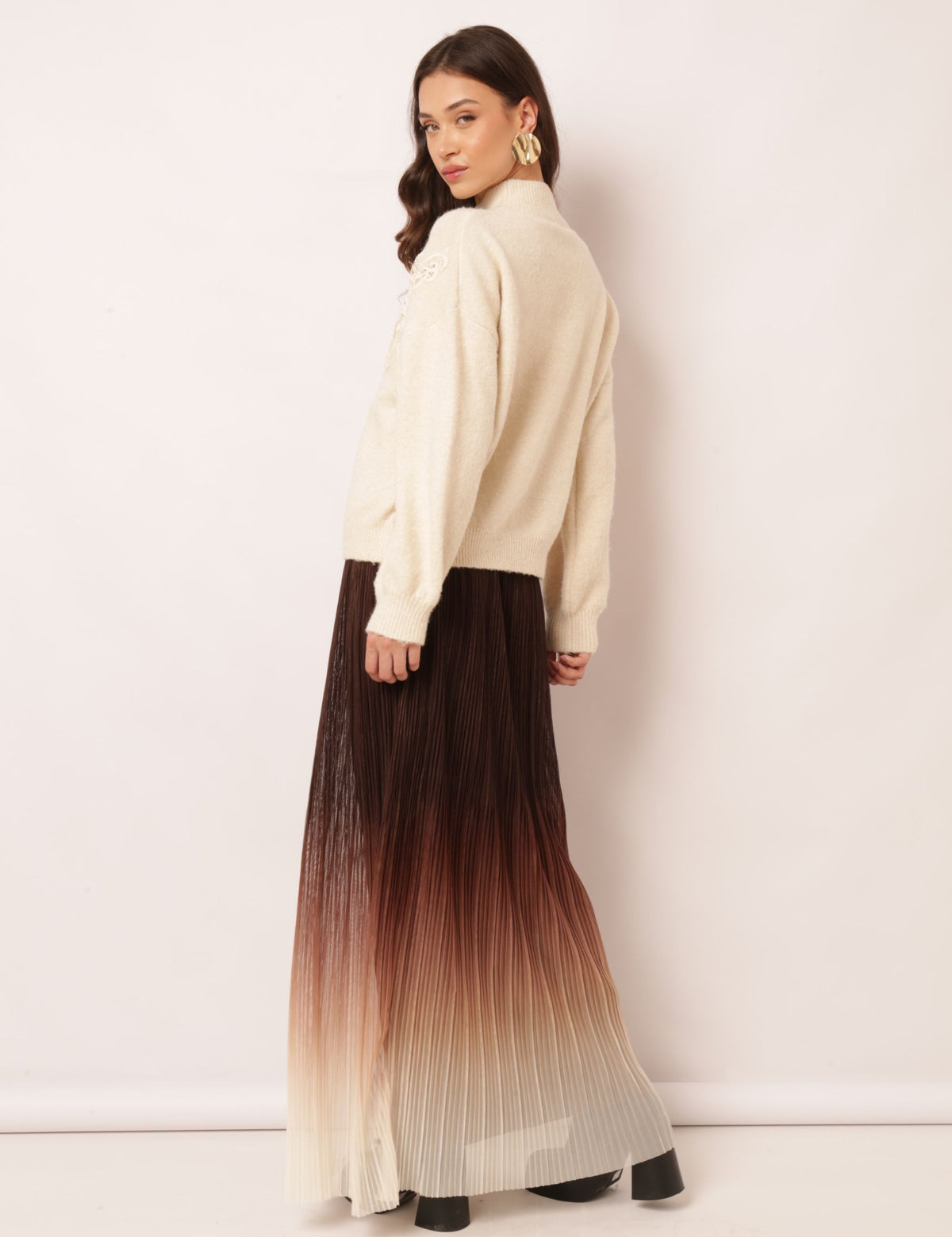 Saia Plissada Mayara - Marrom