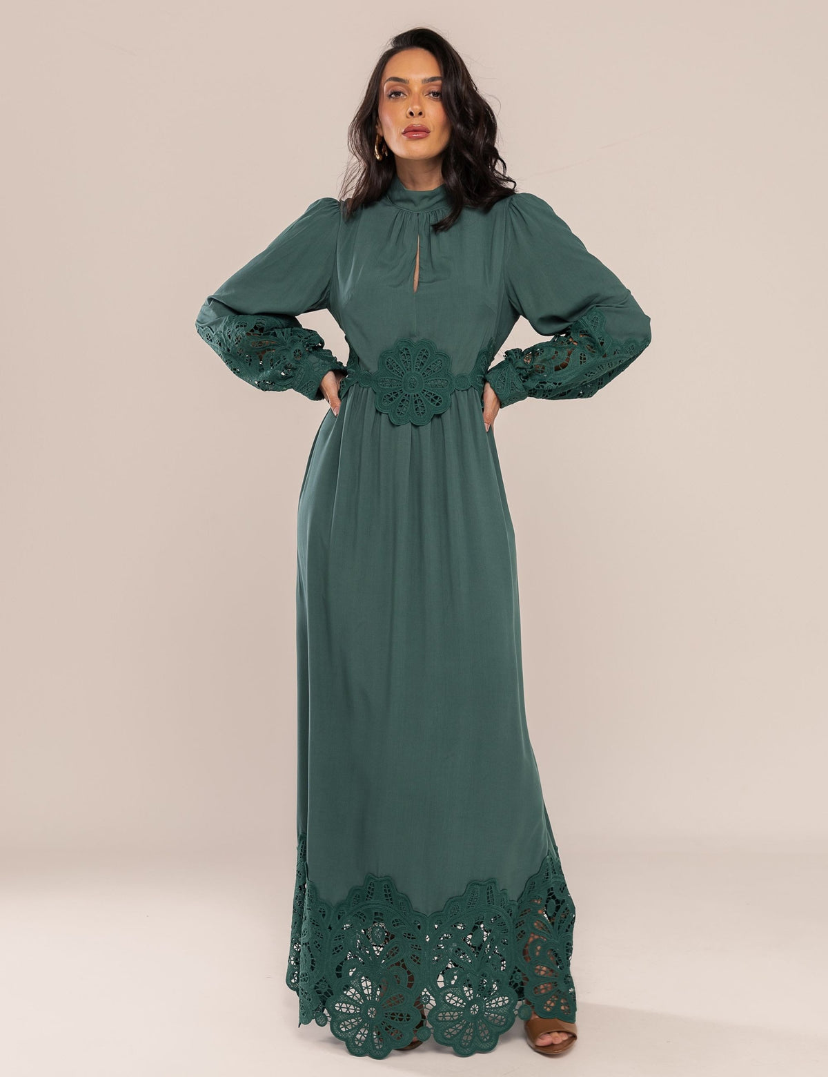 Vestido Lira com Renda - Verde