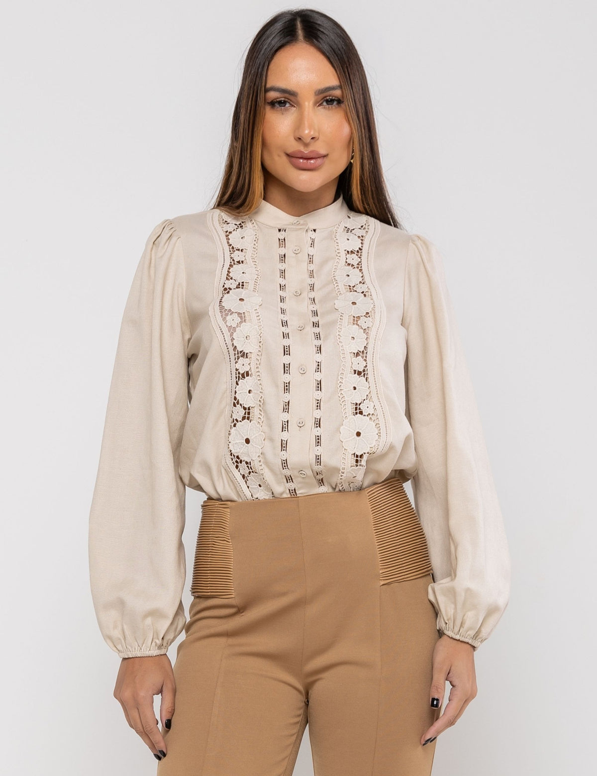 Camisa Viscolinho Luna - Bege