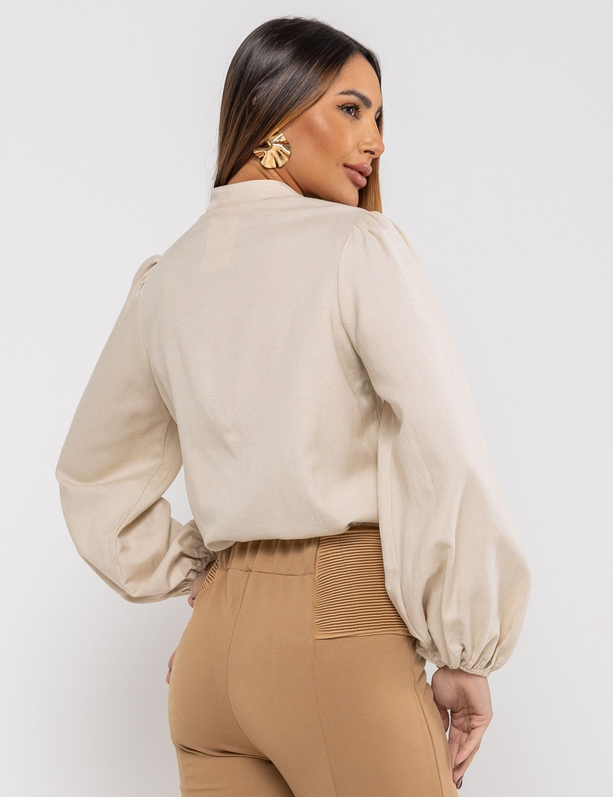 Camisa Viscolinho Luna - Bege