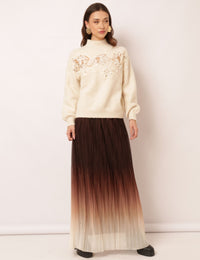 Saia Plissada Mayara - Marrom