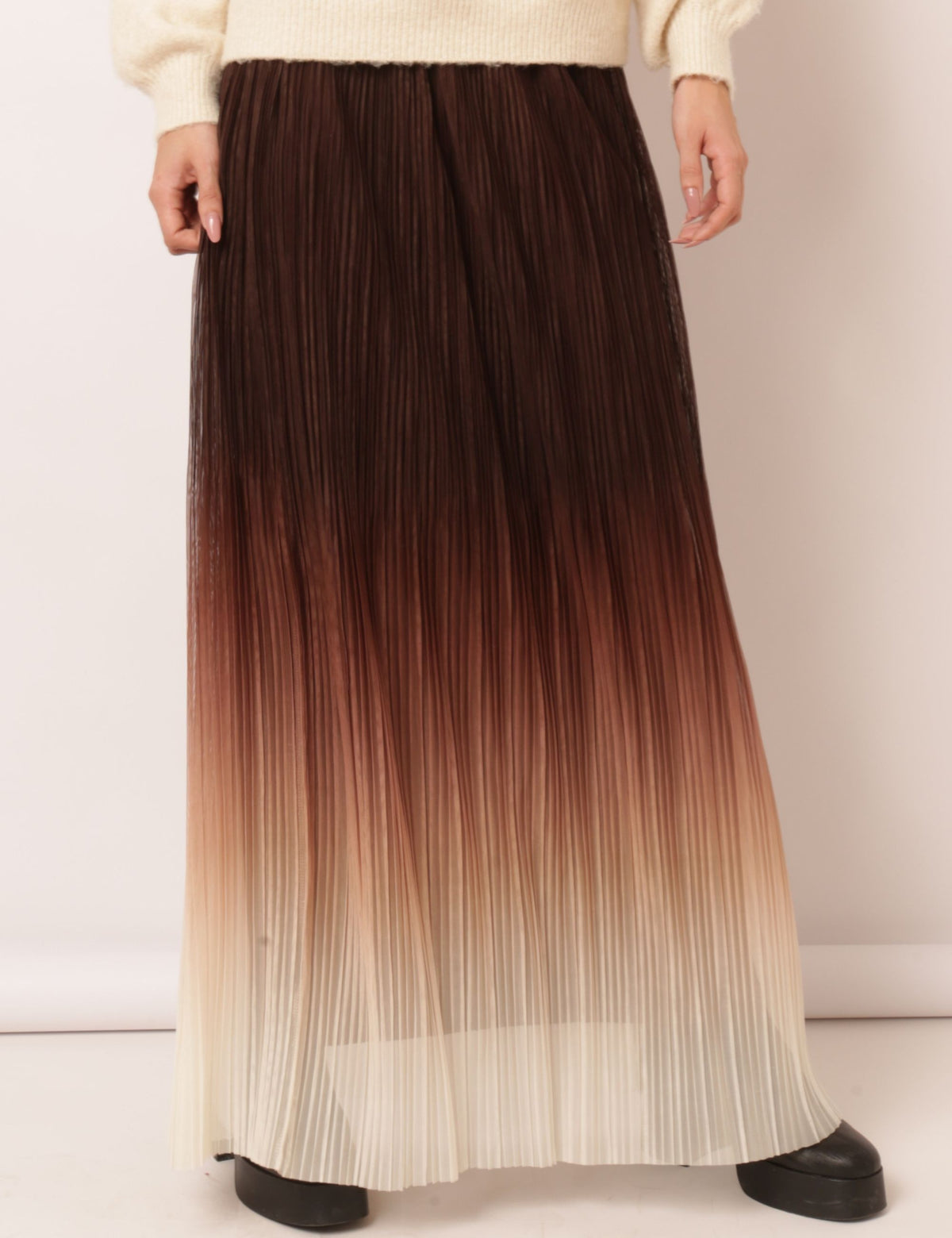 Saia Plissada Mayara - Marrom