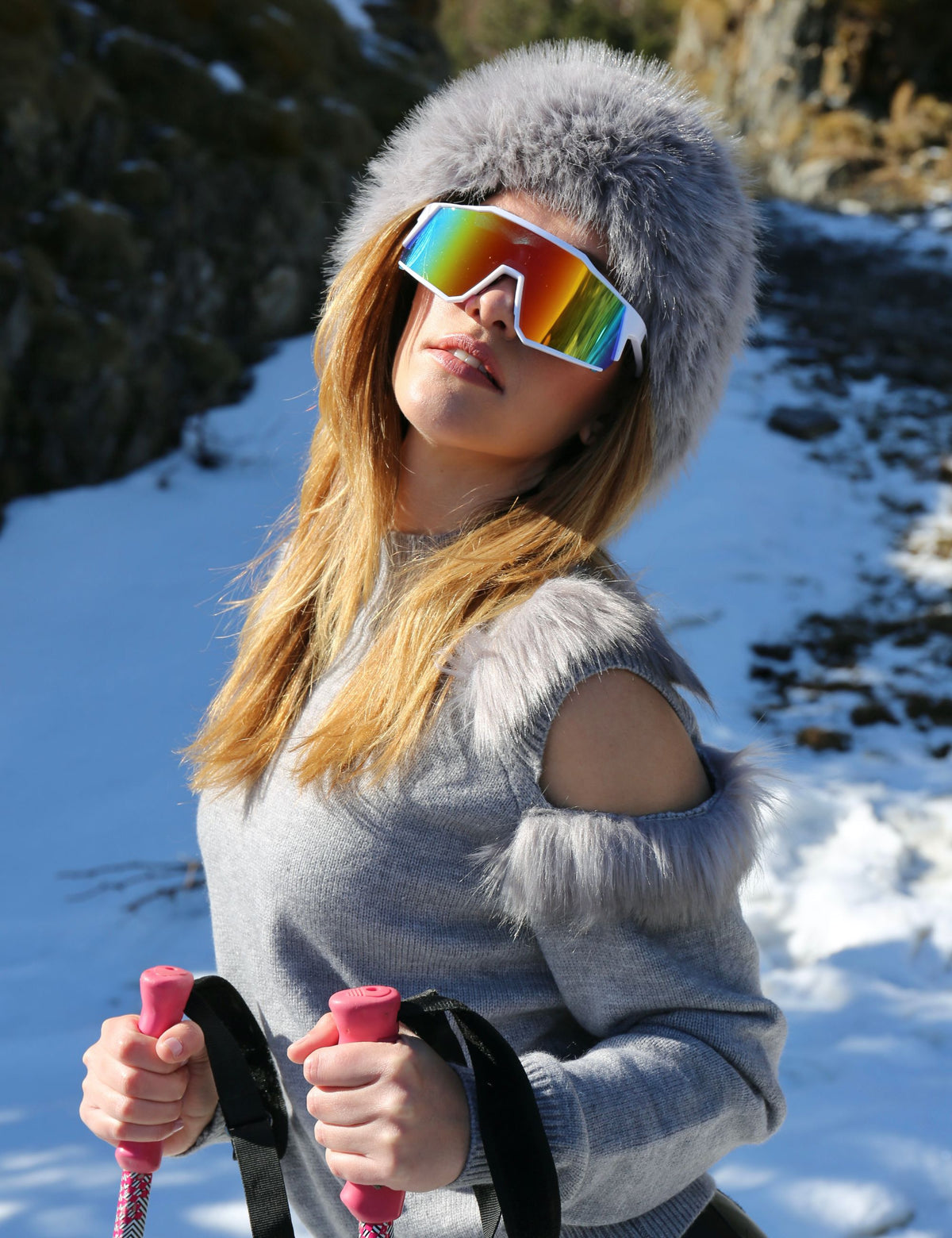 Blusa Tricot Abertura Nicole - Cinza