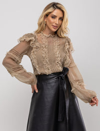 Blusa em Voil Laura - Bege