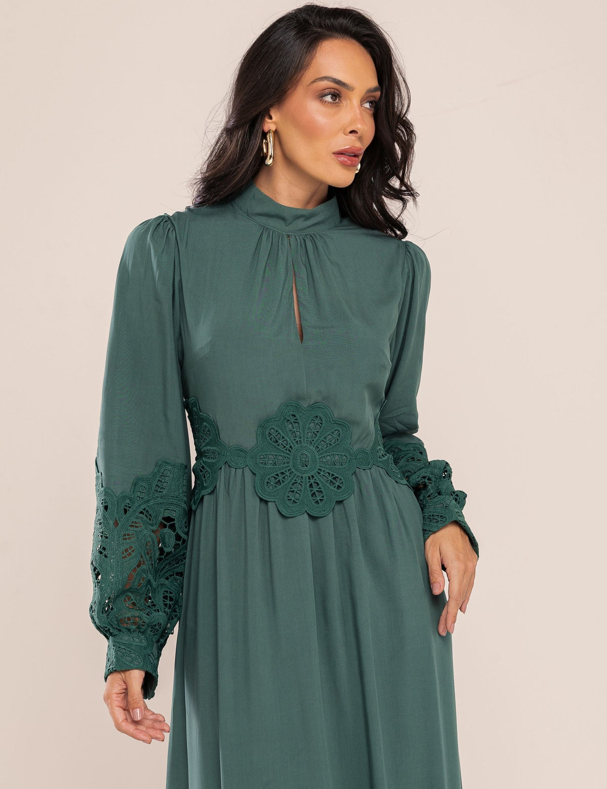 Vestido Lira com Renda - Verde