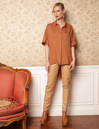 Camisa Ampla Manga Curta Renata - Marrom