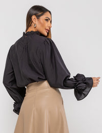 Blusa Detalhe Flores Margô - Preta