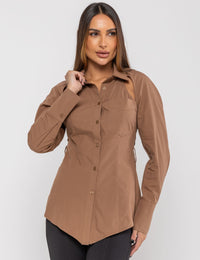 Camisa com Abertura nas Costas Laterais Raissa - Cáqui