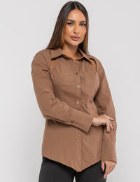 Camisa com Abertura nas Costas Laterais Raissa - Cáqui