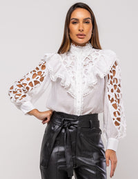 Camisa Viscose Babados Vanessa - Off White
