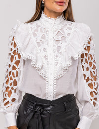 Camisa Viscose Babados Vanessa - Off White