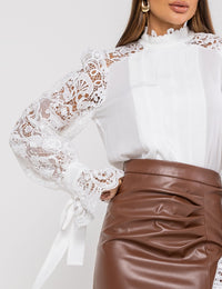 Camisa de Voil Drapeado Leila - Off White