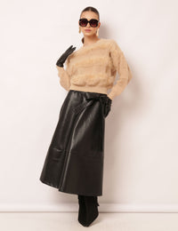 Saia Couro Ecológico Julie - Preto