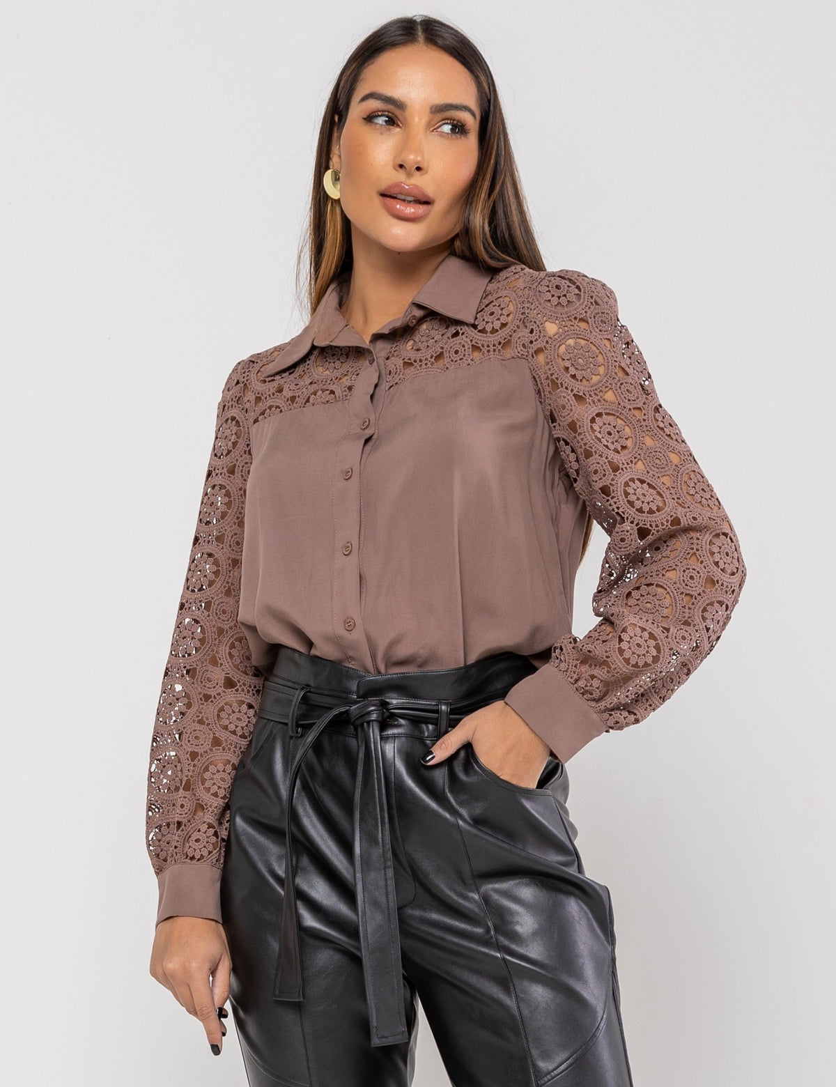 Camisa Viscose Briant - Marrom