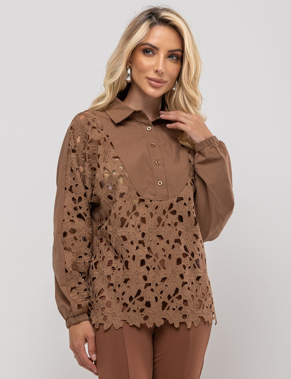 Blusa Guipir Senna - Marrom