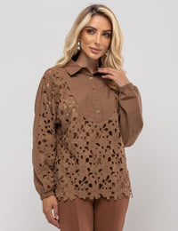 Blusa Guipir Senna - Marrom