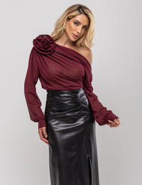 Saia Drapeada Silvia - Preta