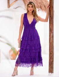 Vestido Midi Babados Dandara - Roxo