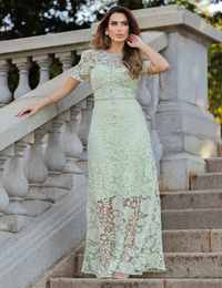 Vestido Renda Strass Antonella - Verde