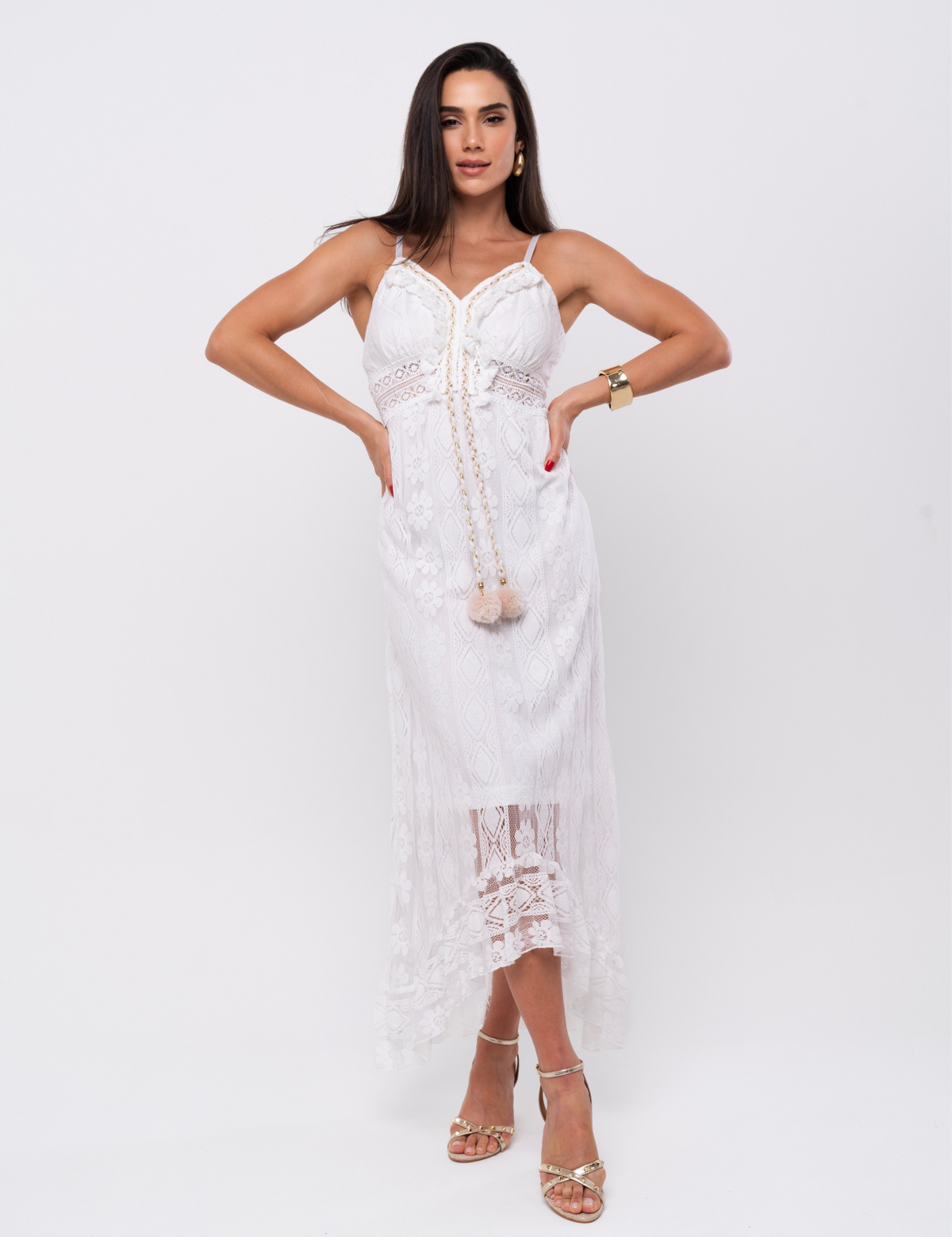 Vestido Renda Longo Leah - Off White