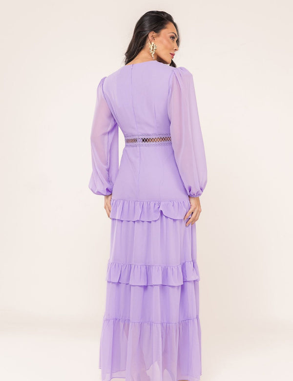 Vestido Decote V Donatela - Lavanda