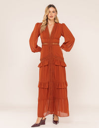Vestido Decote V Donatela - Marrom