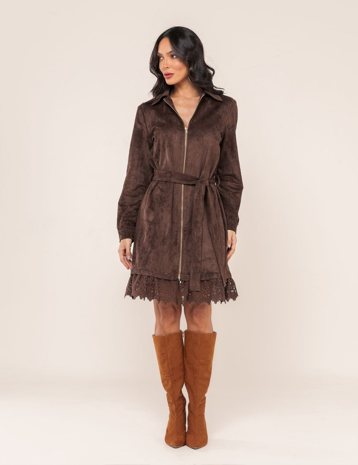 Vestido Suede Paloma - Marrom