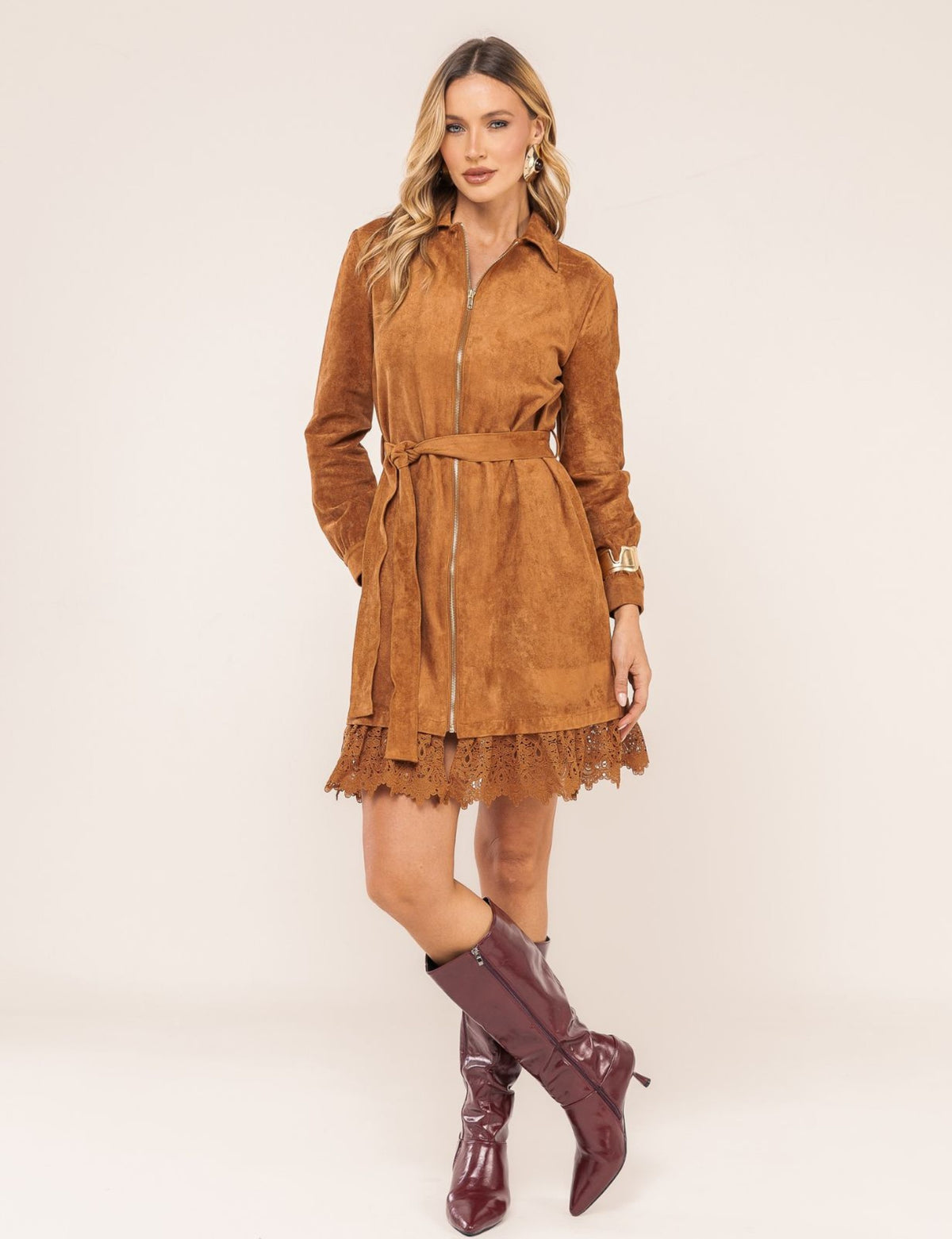 Vestido Suede Paloma - Caramelo