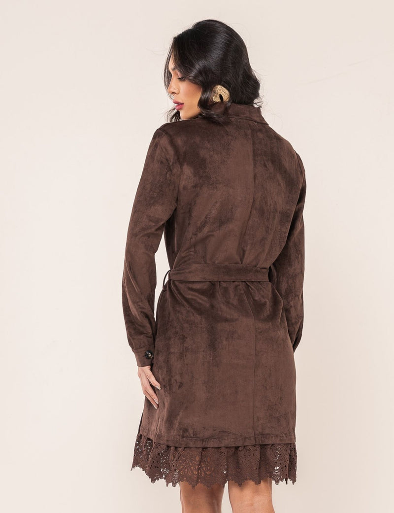 Vestido Suede Paloma - Marrom
