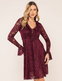 Vestido em Renda Lavínia - Vinho