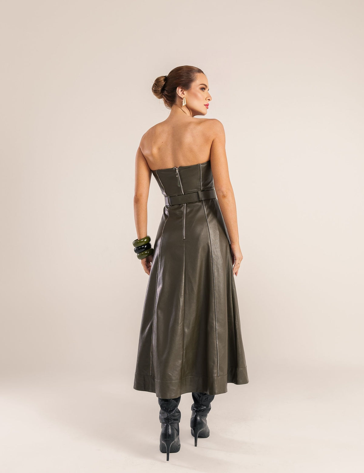 Vestido Couro PU Carol - Vede Oliva