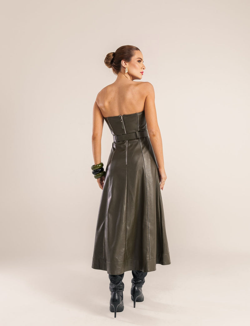 Vestido Couro PU Carol - Vede Oliva