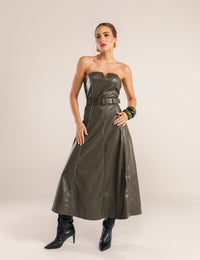 Vestido Couro PU Carol - Vede Oliva
