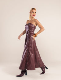Vestido Couro PU Carol - Vinho