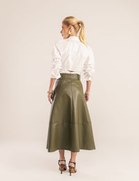 Saia Couro PU - Verde Oliva