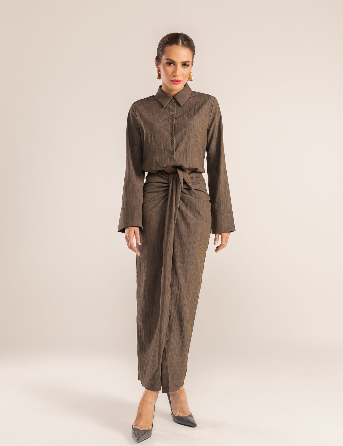 Conjunto Alfaiataria Nari - Marrom