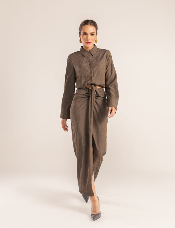 Conjunto Alfaiataria Nari - Marrom