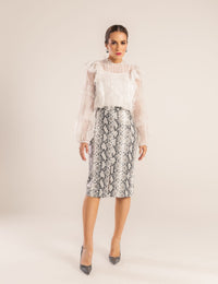 Saia Midi Couro PU Sarang - Preto