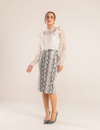 Saia Midi Couro PU Sarang - Preto