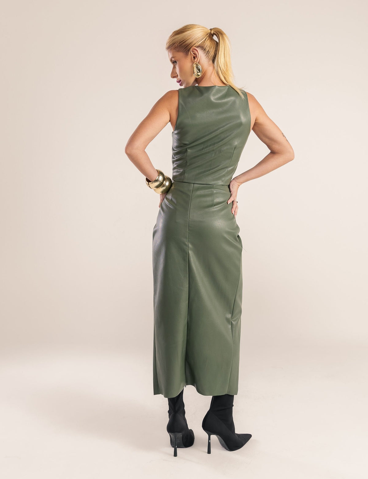 Conjunto Couro PU Savana - Verde Oliva