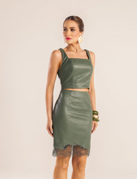 Conjunto Couro PU Talita - Verde Oliva
