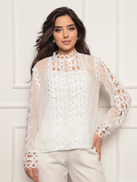 Blusa Chiffon Renda Lily - Branco