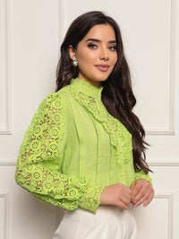 Camisa Botões Renda Milena - Verde neon