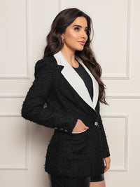 Blazer Tweed Bicolor Kate - Preto