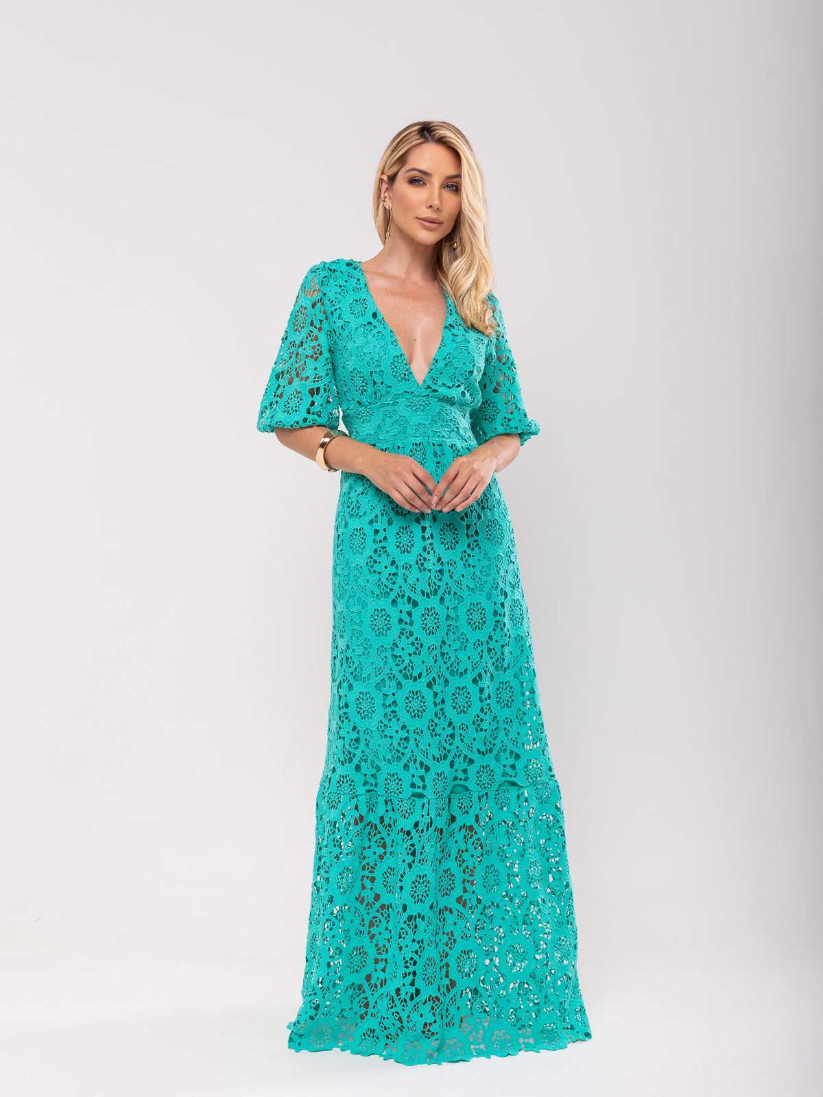 Vestido Renda Guipir Claire - Verde